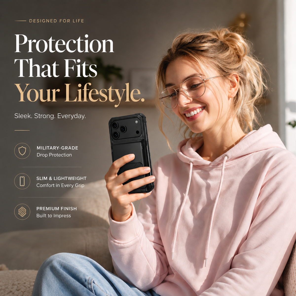 Premium iPhone Case Heavy Duty Wallet Card Holder Hidden Flip Slot Shockproof Dual Layer Hard Back Anti Scratch Anti Fingerprint Protective Armor Cover