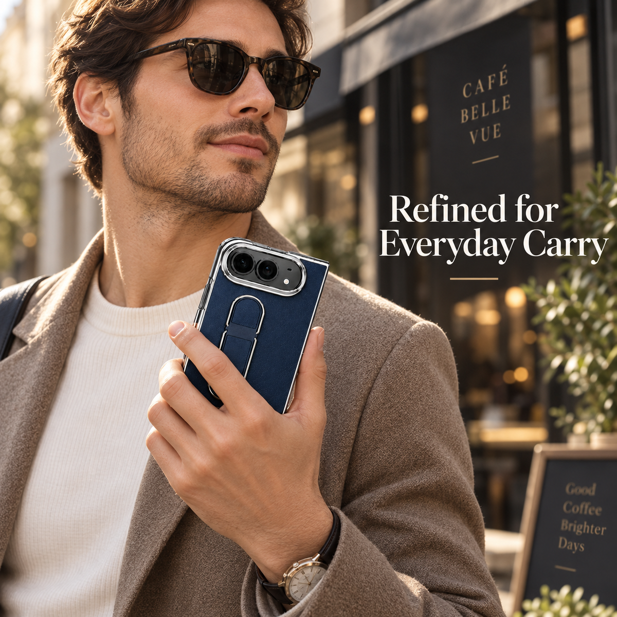 Premium iPhone Case Hidden Bar Folding Stand Foldable Cover Full Protection Shockproof Sweat Resistant Non Slip Slim Durable Protective Phone Cover Case