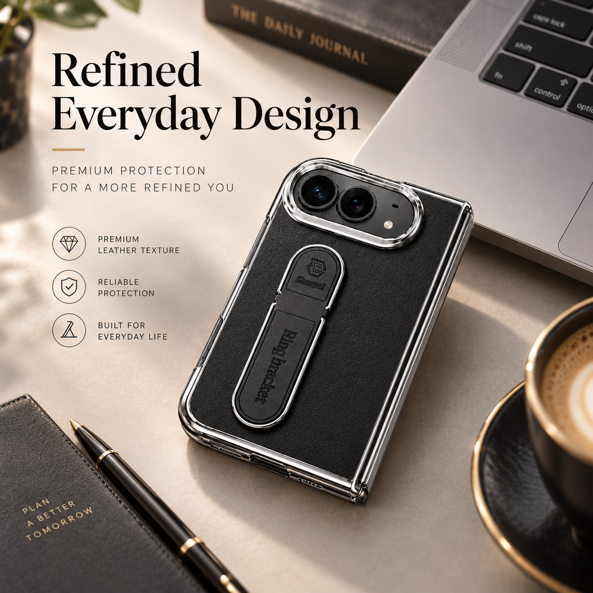Premium iPhone Case Hidden Bar Folding Stand Foldable Cover Full Protection Shockproof Sweat Resistant Non Slip Slim Durable Protective Phone Cover Case