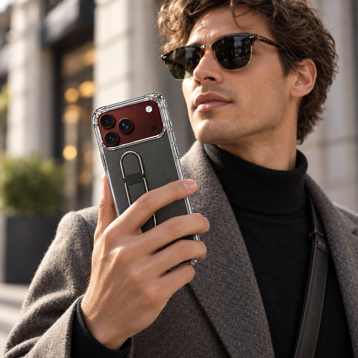 Premium iPhone Case Hidden Bar Folding Stand Foldable Cover Full Protection Shockproof Sweat Resistant Non Slip Slim Durable Protective Phone Cover Case