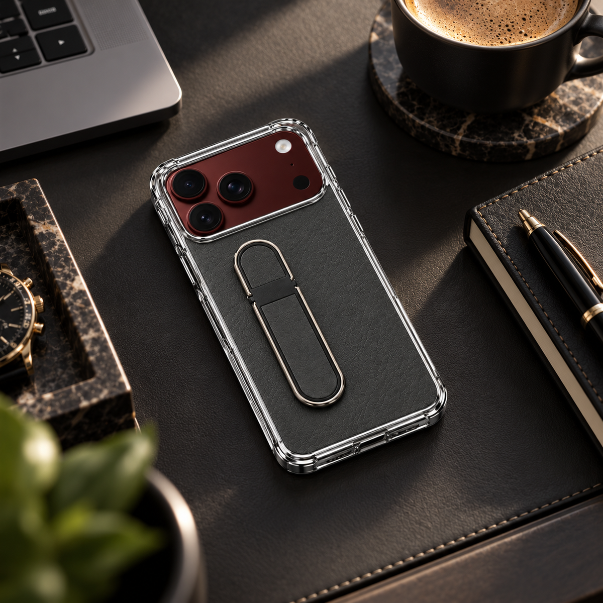 Premium iPhone Case Hidden Bar Folding Stand Foldable Cover Full Protection Shockproof Sweat Resistant Non Slip Slim Durable Protective Phone Cover Case
