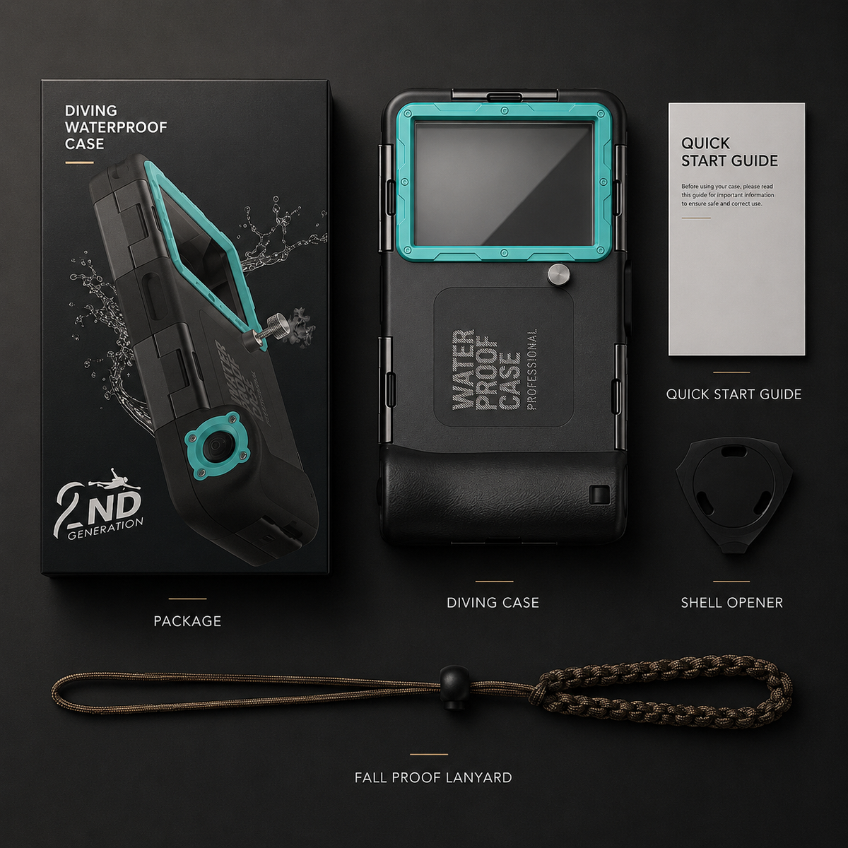 Premium iPhone Case IP68 Waterproof Diving Pouch 15m 50ft PC TPU Shockproof Anti Scratch Lanyard Underwater Photography Full Cover Protection Safe Use