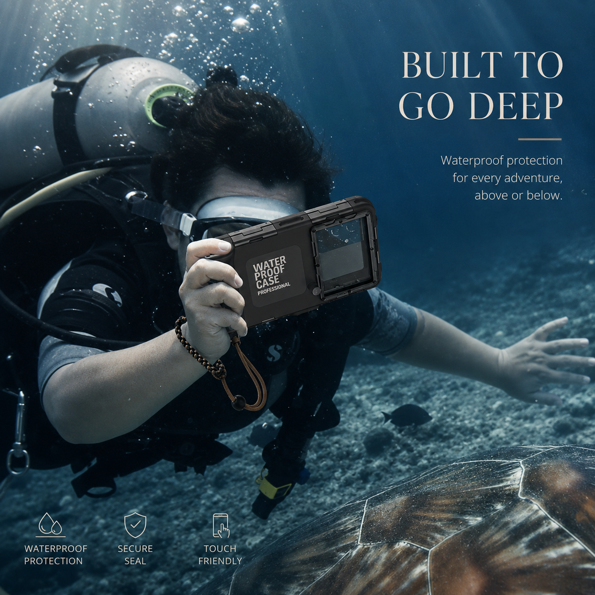 Premium iPhone Case IP68 Waterproof Full Body Shockproof Cover Anti-Scratch Sealed 15m Underwater Protection Secure Lanyard PC TPU Durable Gear Design