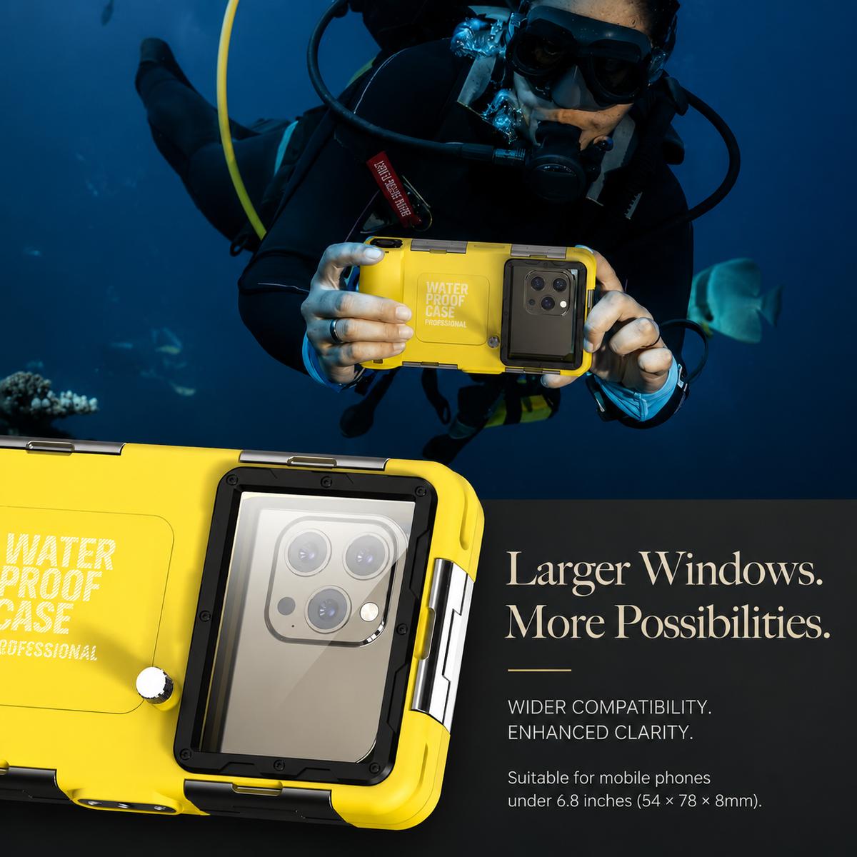 Premium iPhone Case IP68 Waterproof Full Body Shockproof Cover Anti-Scratch Sealed 15m Underwater Protection Secure Lanyard PC TPU Durable Gear Design