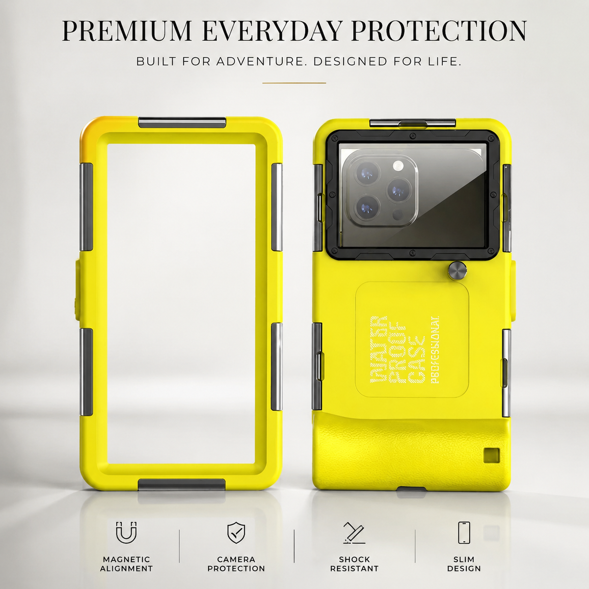 Premium iPhone Case IP68 Waterproof Full Body Shockproof Cover Anti-Scratch Sealed 15m Underwater Protection Secure Lanyard PC TPU Durable Gear Design