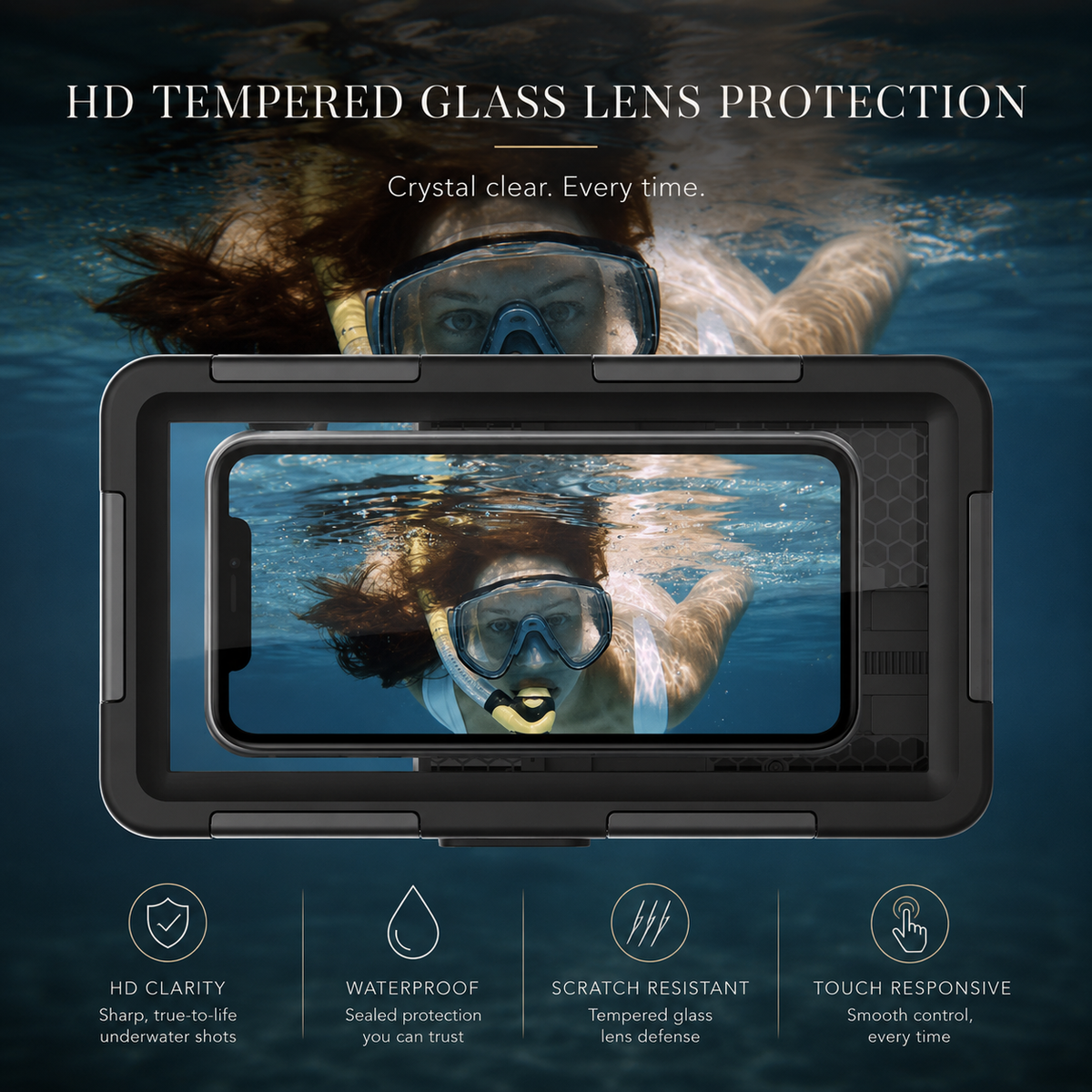 Premium iPhone Case IP68 Waterproof Full Body Shockproof Cover Anti-Scratch Sealed 15m Underwater Protection Secure Lanyard PC TPU Durable Gear Design