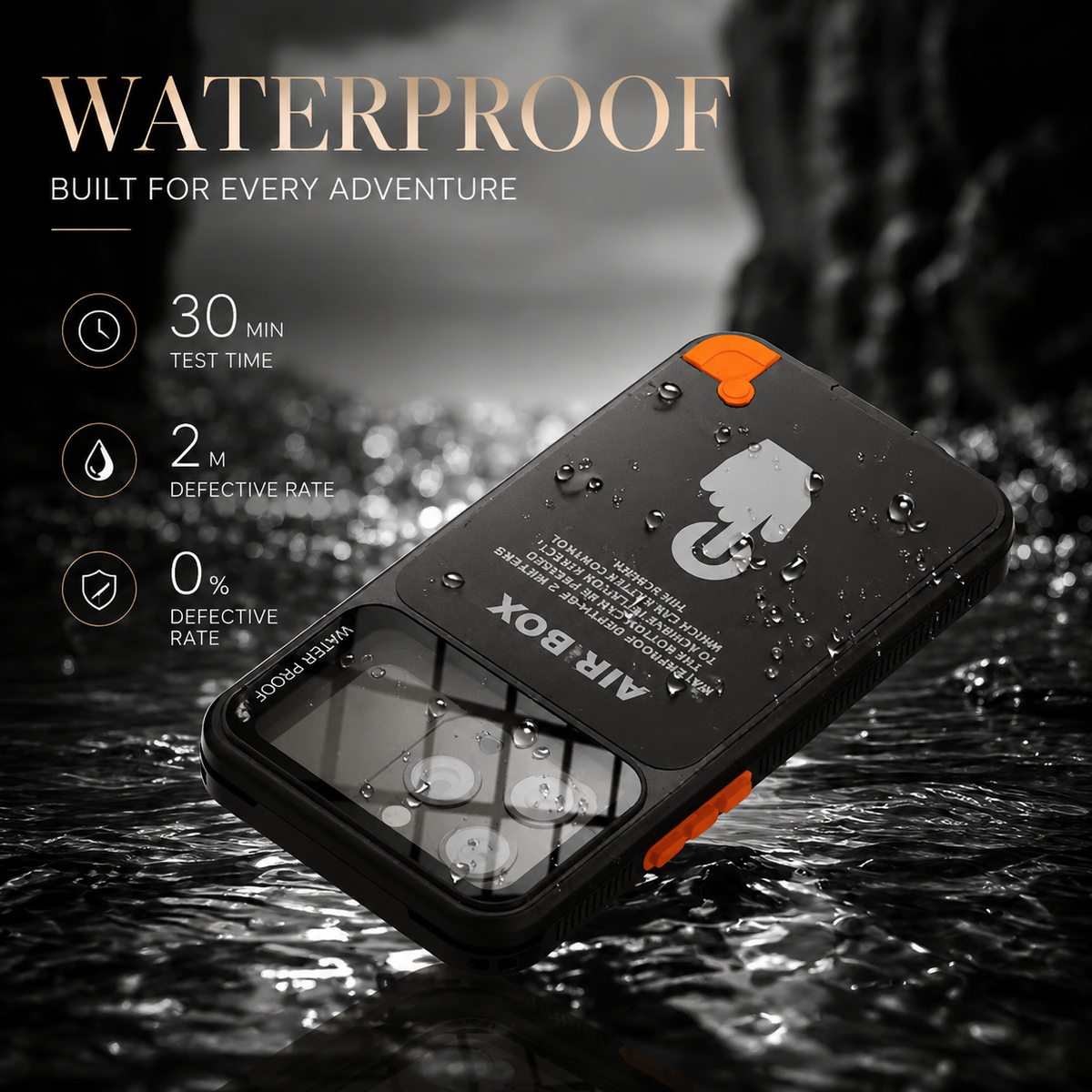 Premium iPhone Case IP68 Waterproof Shockproof Full Body Sealed Cover Dustproof Outdoor Underwater Protective Case Anti-Slip Rugged Design