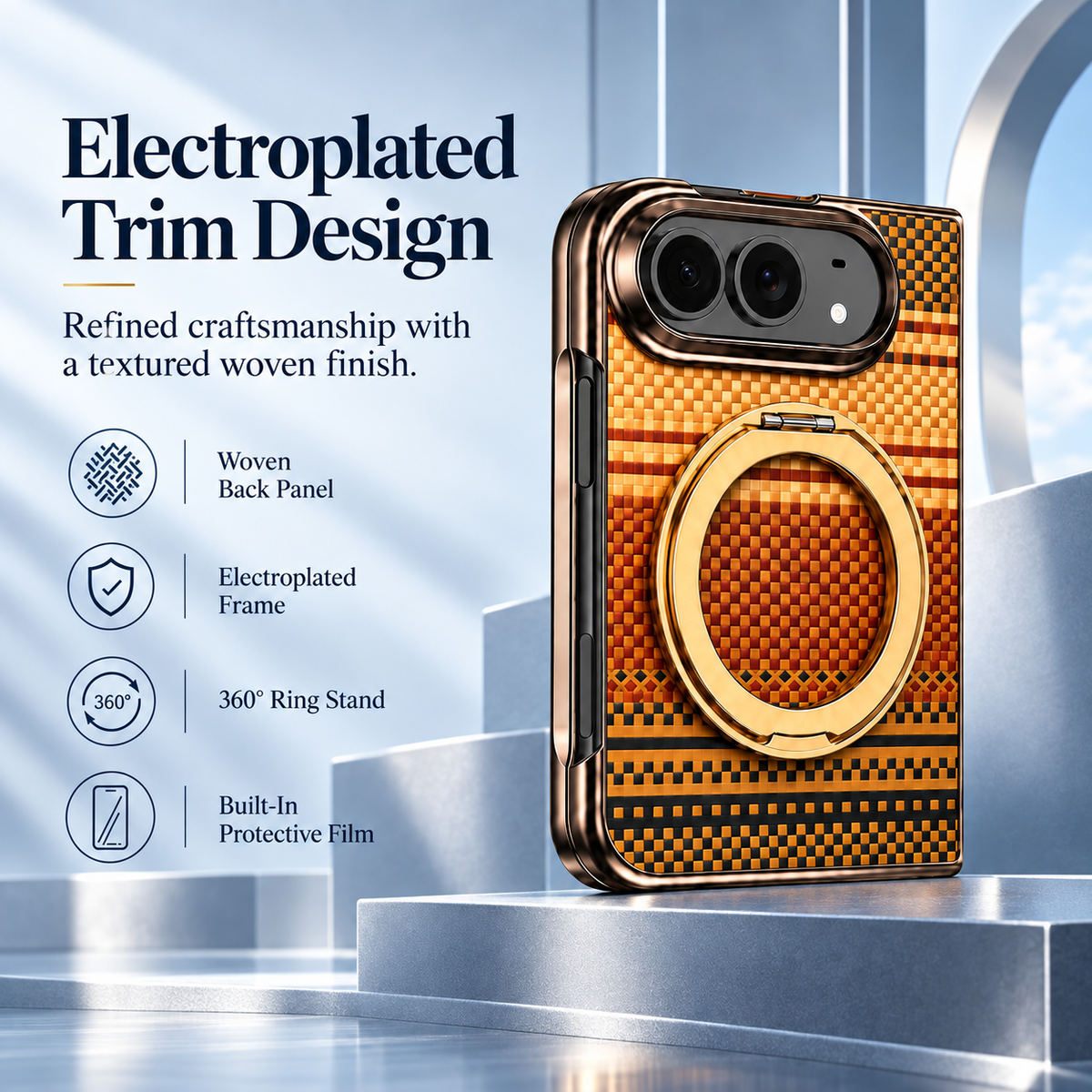 Premium iPhone Case Kevlar Magnetic Holder 360 Rotating Stand Foldable Cover MagSafe Business Shockproof Slim Durable Protective Phone Cover Shell Case
