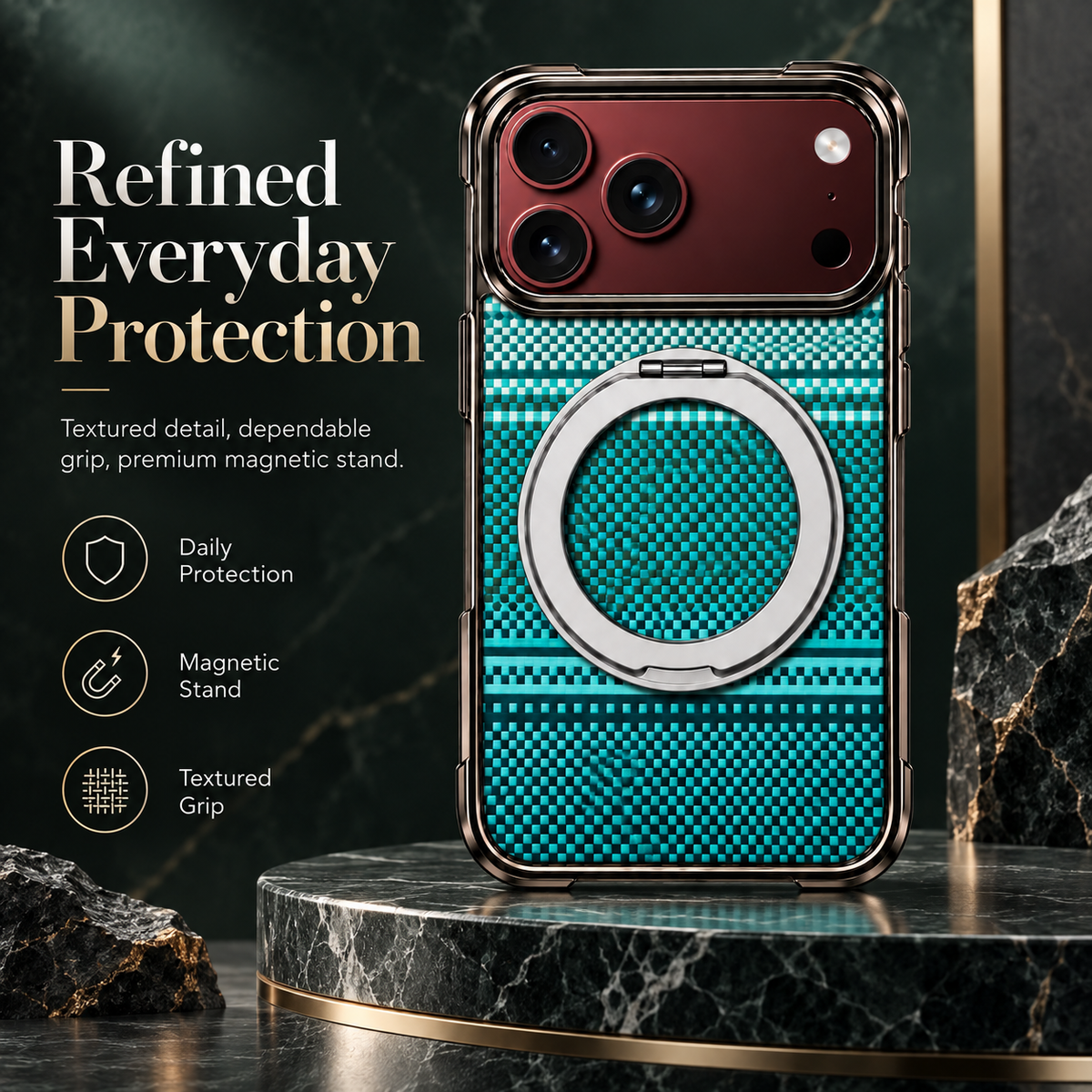 Premium iPhone Case Kevlar Magnetic Holder 360 Rotating Stand Foldable Cover MagSafe Business Shockproof Slim Durable Protective Phone Cover Shell Case