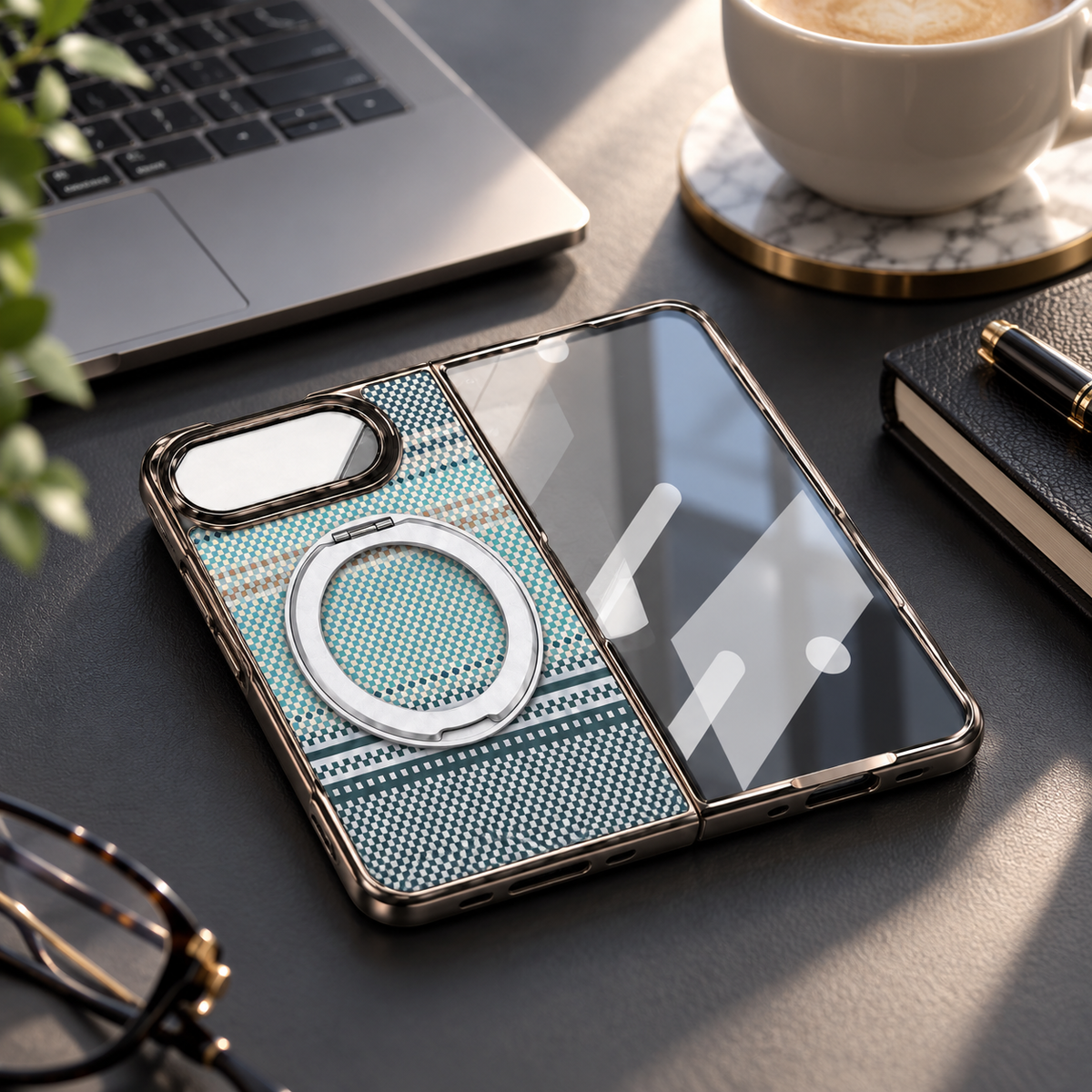 Premium iPhone Case Kevlar Magnetic Holder 360 Rotating Stand Foldable Cover MagSafe Business Shockproof Slim Durable Protective Phone Cover Shell Case