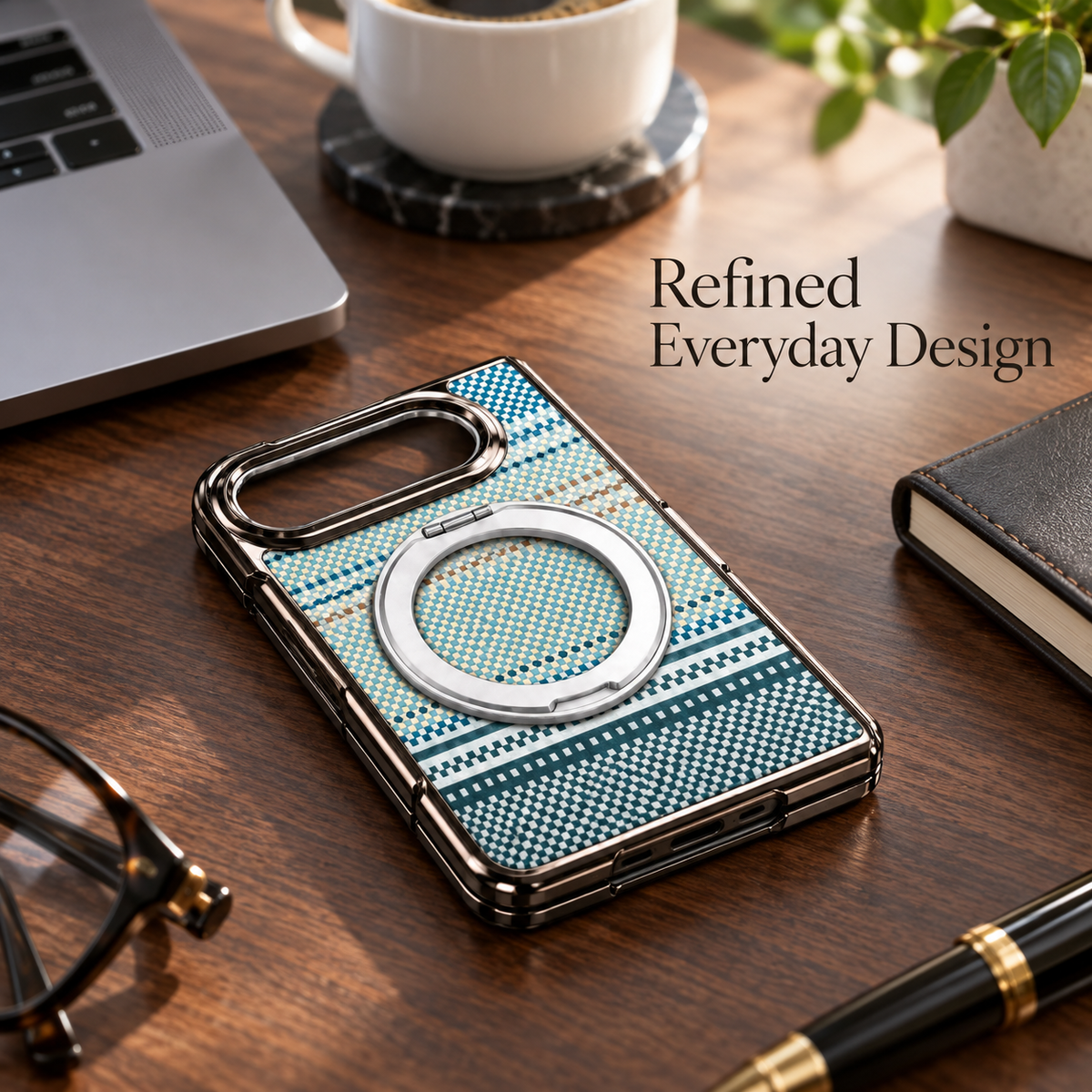 Premium iPhone Case Kevlar Magnetic Holder 360 Rotating Stand MagSafe Foldable Stand Cover Business Shockproof Slim Non Slip Durable Protective Phone Shell Case