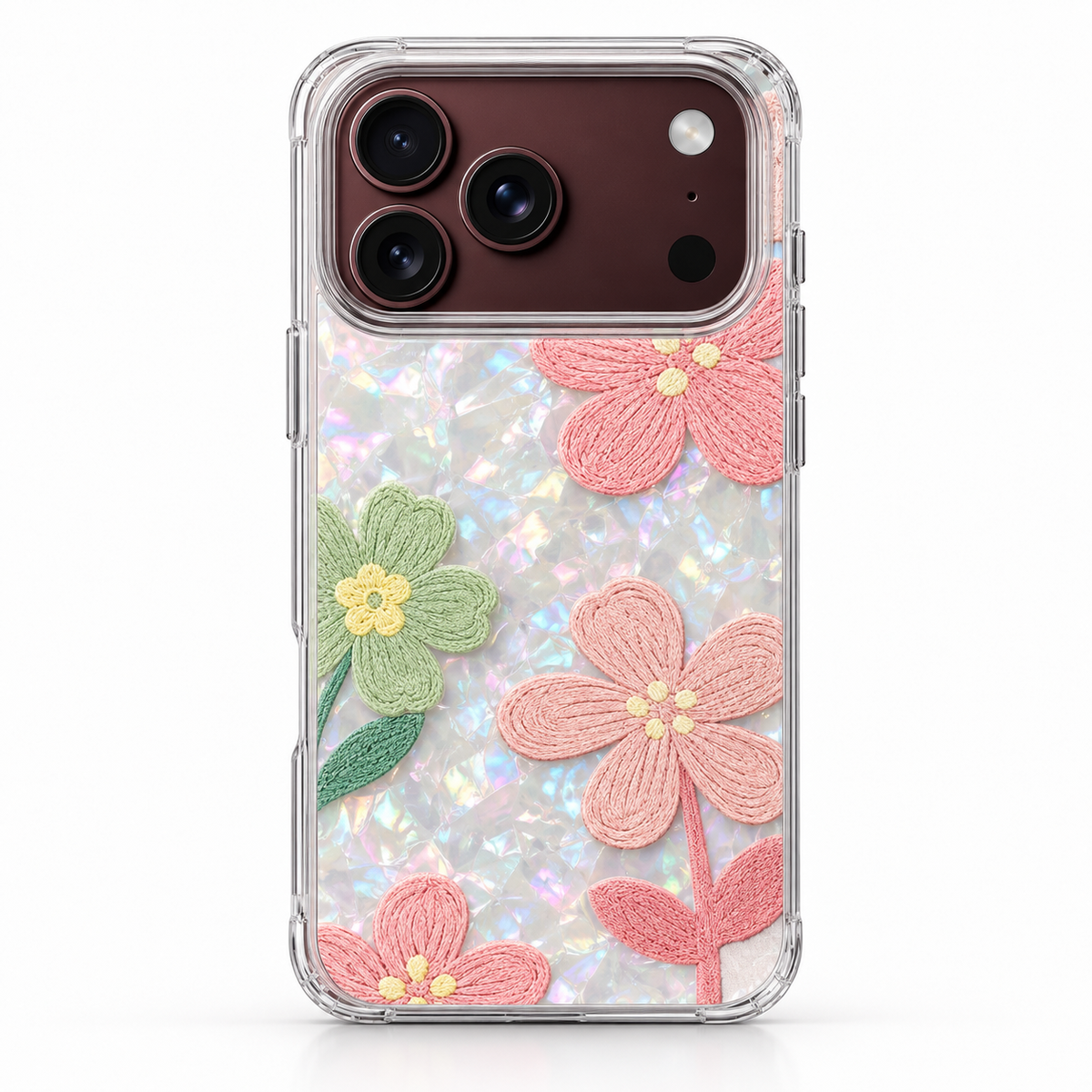 Premium iPhone Case Korean INS Butterfly Flower Heart Pattern Laser Acrylic Hard Shell Shockproof Folding Slim Anti Scratch Stylish Protective Phone Cover