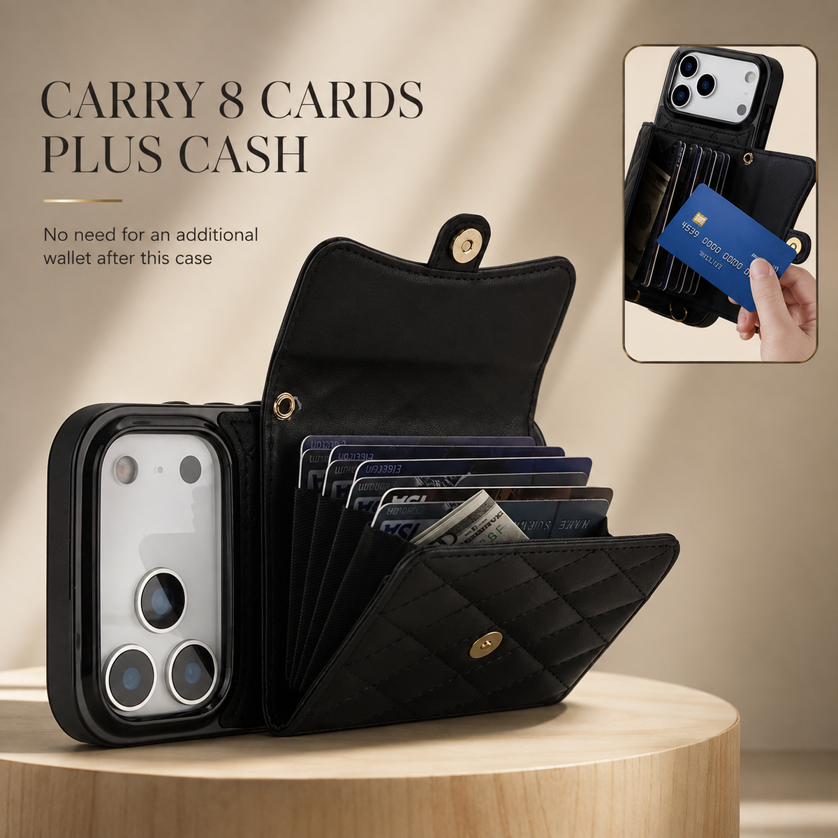Premium iPhone Case Leather Crossbody Wallet Card Holder Coin Pocket Wrist Shoulder Strap Shockproof Non Slip Full Coverage Portable Protective Design