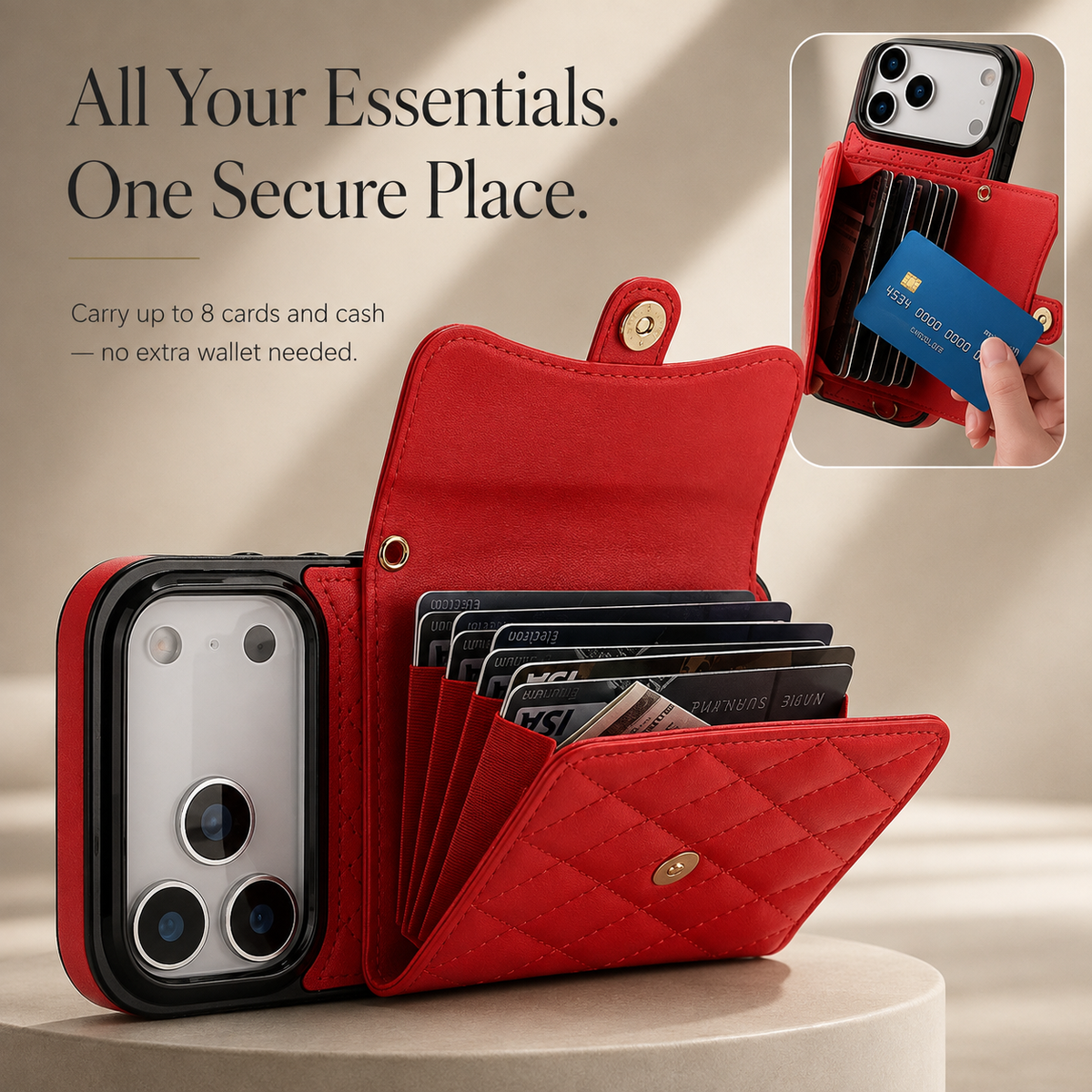 Premium iPhone Case Leather Crossbody Wallet Card Holder Coin Pocket Wrist Shoulder Strap Shockproof Non Slip Full Coverage Portable Protective Design
