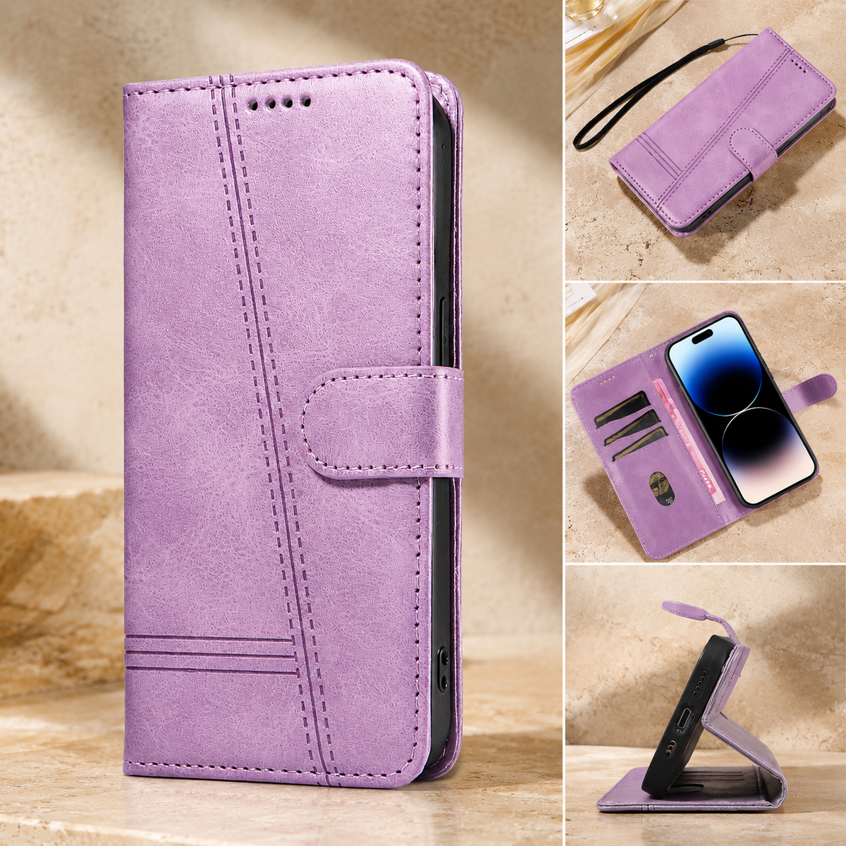 Premium iPhone Case Leather Flip Wallet Magnetic Card Holder Stand Anti Scratch Non Slip Protective Book Cover Storage Compartment Slim Folio Case