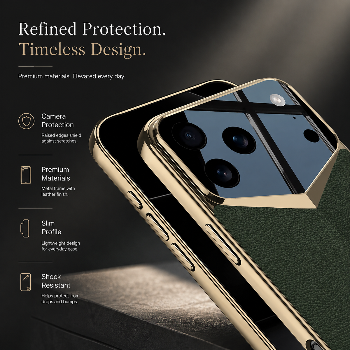 Premium iPhone Case Leather Hard Shell Camera Lens Protection Shockproof Anti Scratch Anti Fingerprint Non Slip Electroplated Slim Dustproof Protective Cover