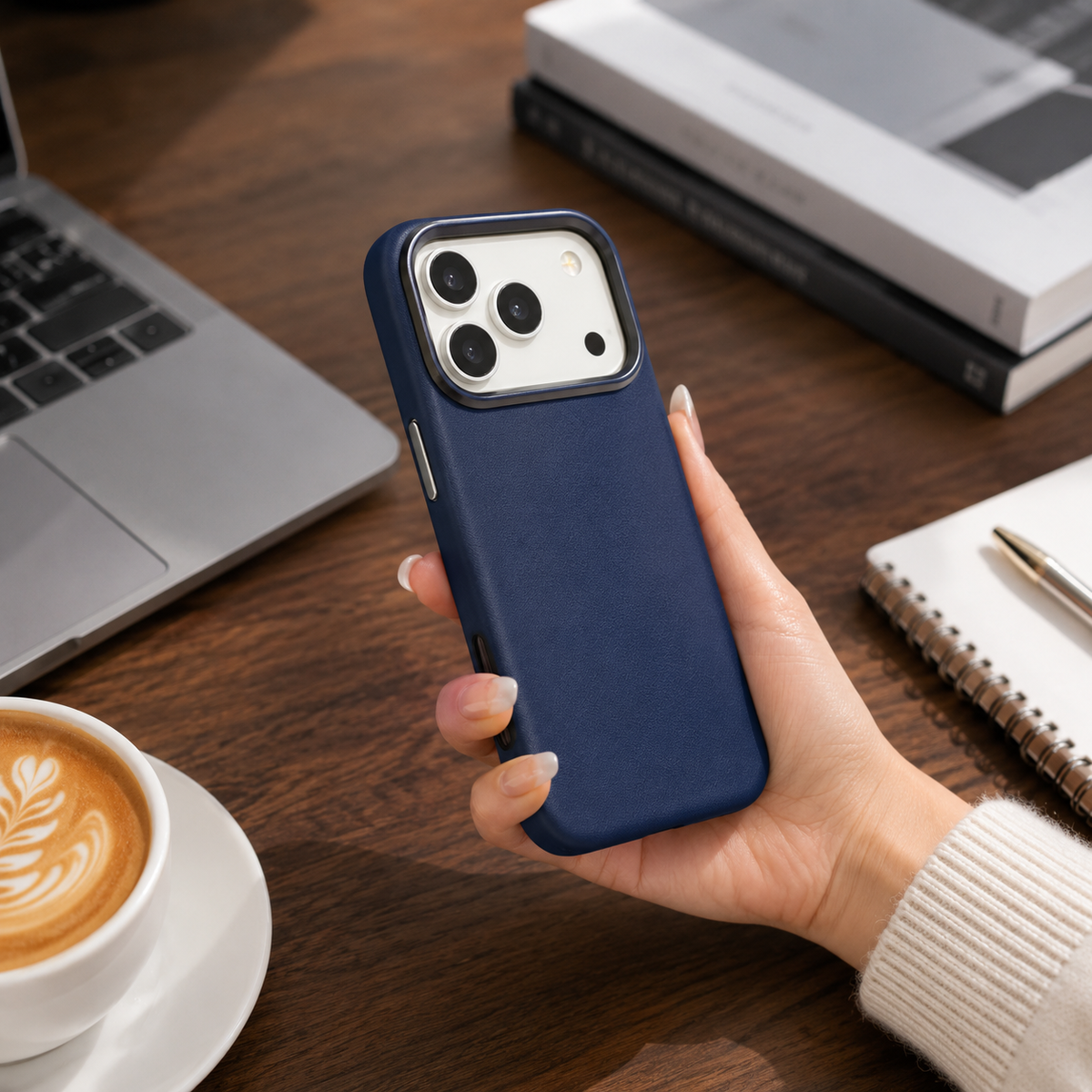 Premium iPhone Case Leather Magnetic Cover MagSafe Compatible Wireless Charging Anti Fingerprint Shockproof Full Protection Camera Access Slim Profile