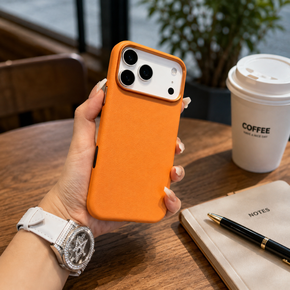 Premium iPhone Case Leather Magnetic Cover MagSafe Compatible Wireless Charging Anti Fingerprint Shockproof Full Protection Camera Access Slim Profile