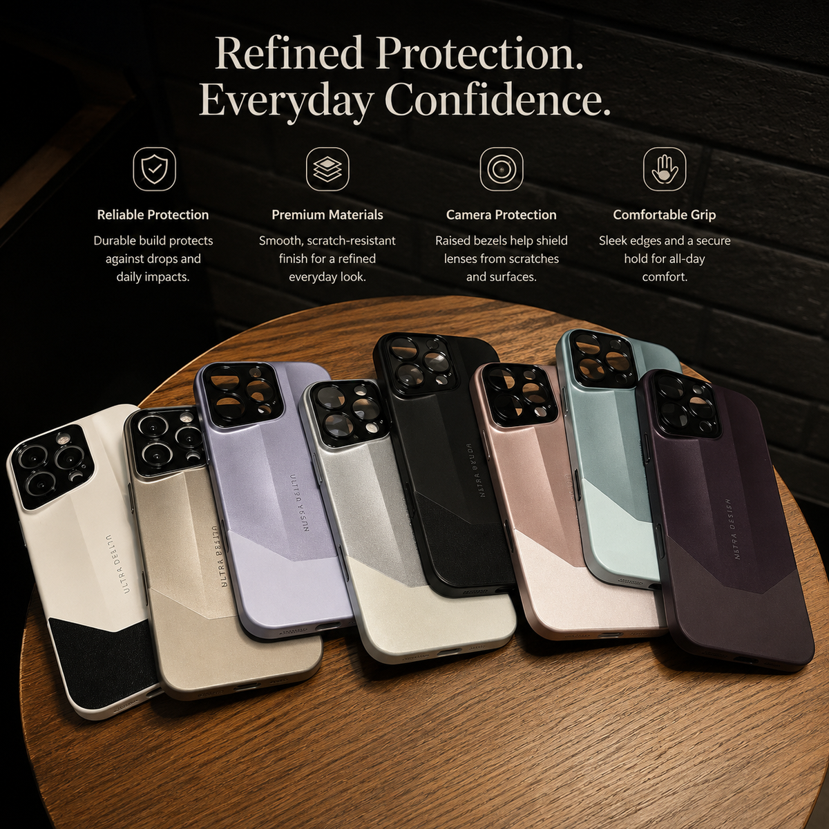 Premium iPhone Case Leather PC Hybrid Shockproof Protective Cover Anti Scratch Anti Fingerprint Non Slip Slim Contrast Color Hard Half Wrapped Shell