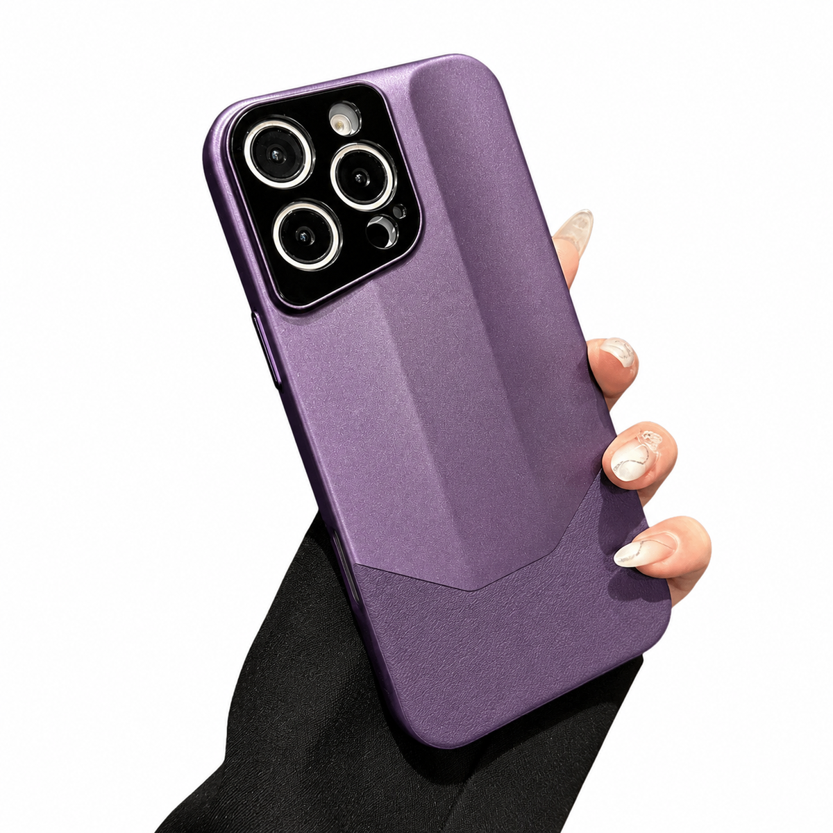Premium iPhone Case Leather PC Hybrid Shockproof Protective Cover Anti Scratch Anti Fingerprint Non Slip Slim Contrast Color Hard Half Wrapped Shell