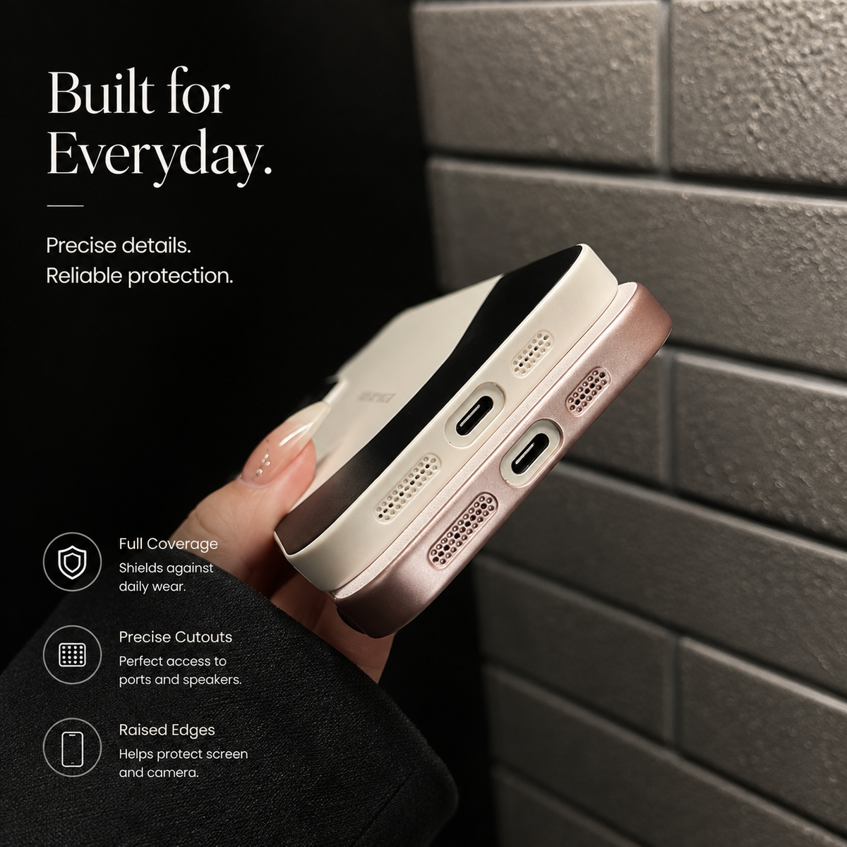 Premium iPhone Case Leather PC Hybrid Shockproof Protective Cover Anti Scratch Anti Fingerprint Non Slip Slim Contrast Color Hard Half Wrapped Shell