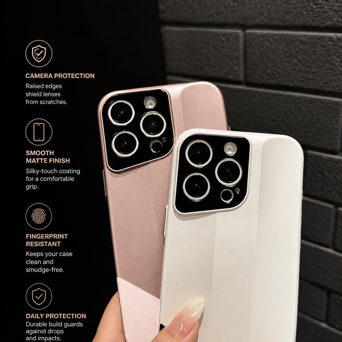 Premium iPhone Case Leather PC Hybrid Shockproof Protective Cover Anti Scratch Anti Fingerprint Non Slip Slim Contrast Color Hard Half Wrapped Shell