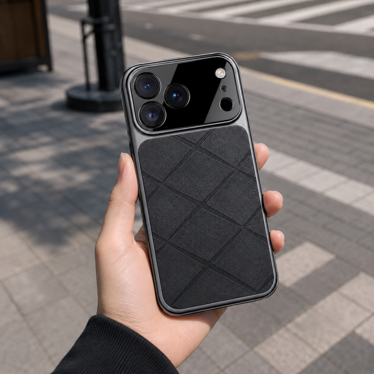 Premium iPhone Case Leather Plating Frame Camera Lens Protection Shockproof Tough Protective Bumper Anti Scratch Slim Reinforced Edge Modern Cover