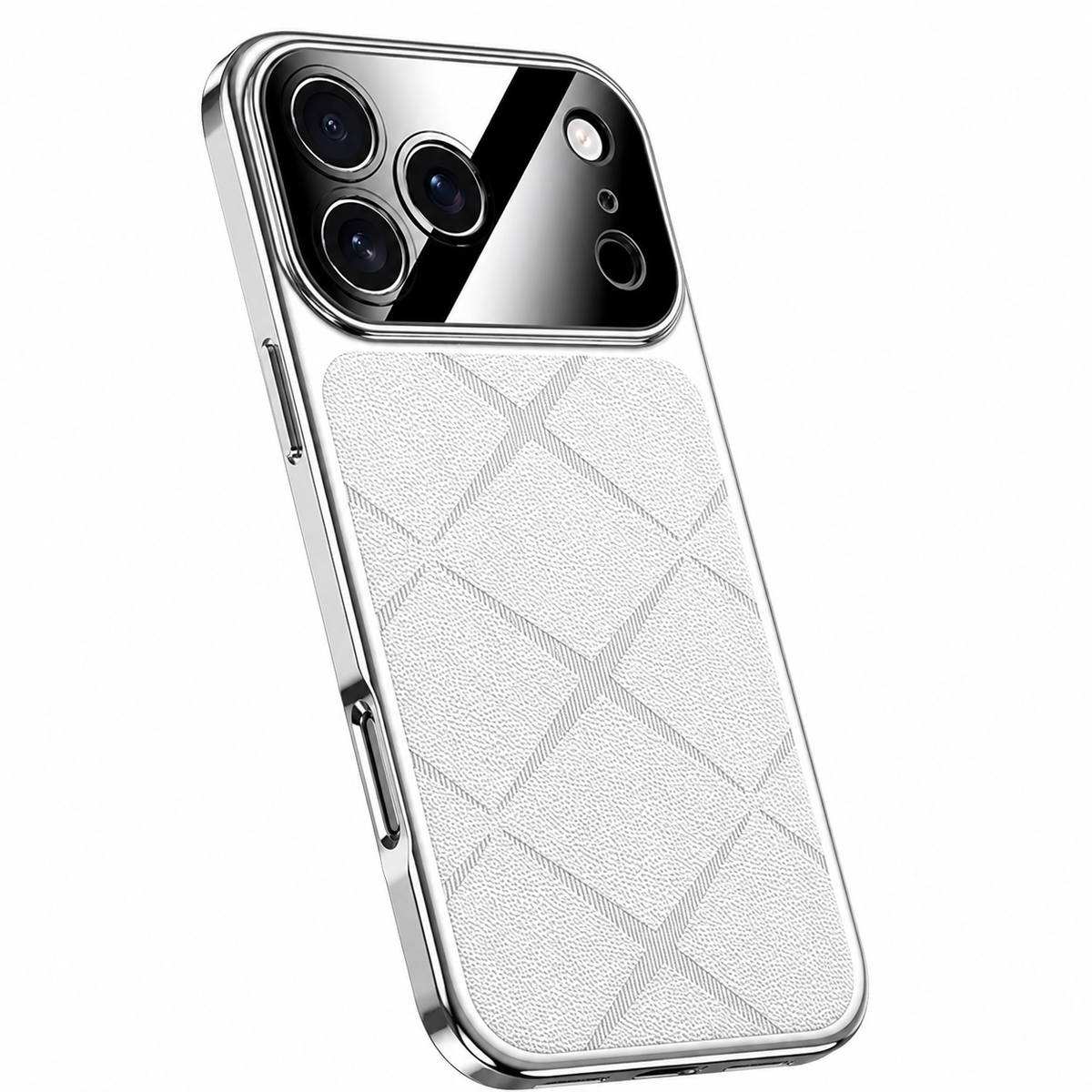Premium iPhone Case Leather Plating Frame Camera Lens Protection Shockproof Tough Protective Bumper Anti Scratch Slim Reinforced Edge Modern Cover