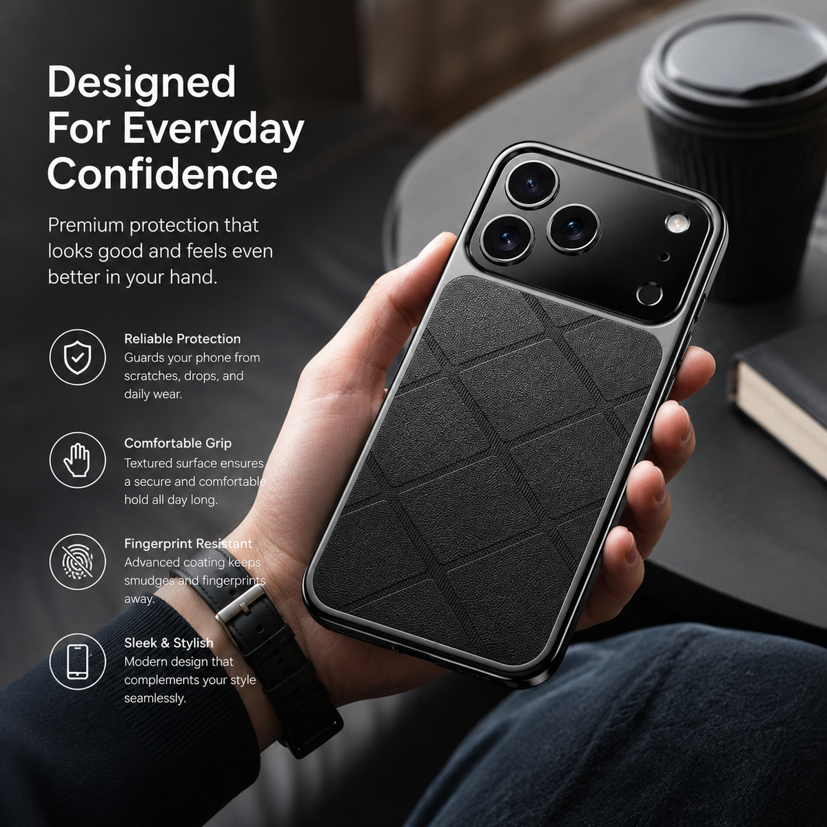 Premium iPhone Case Leather Plating Frame Camera Lens Protection Shockproof Tough Protective Bumper Anti Scratch Slim Reinforced Edge Modern Cover