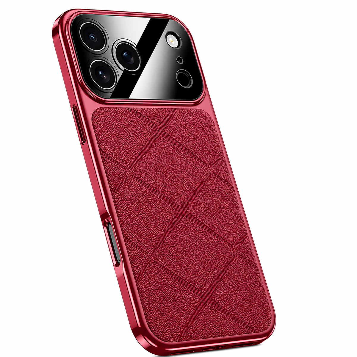 Premium iPhone Case Leather Plating Frame Camera Lens Protection Shockproof Tough Protective Bumper Anti Scratch Slim Reinforced Edge Modern Cover