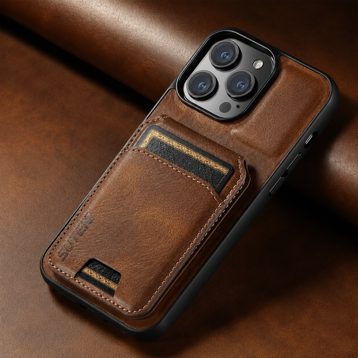 Premium iPhone Case Leather Wallet Card Holder Magnetic Closure Pocket Cover Full Coverage Anti Scratch Non Slip Slim Protective Design