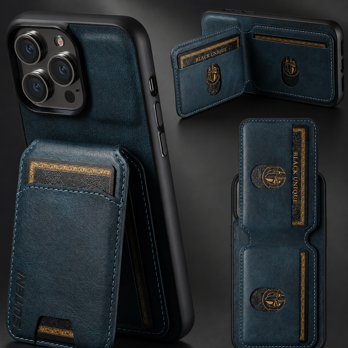 Premium iPhone Case Leather Wallet Card Holder Magnetic Closure Pocket Cover Full Coverage Anti Scratch Non Slip Slim Protective Design