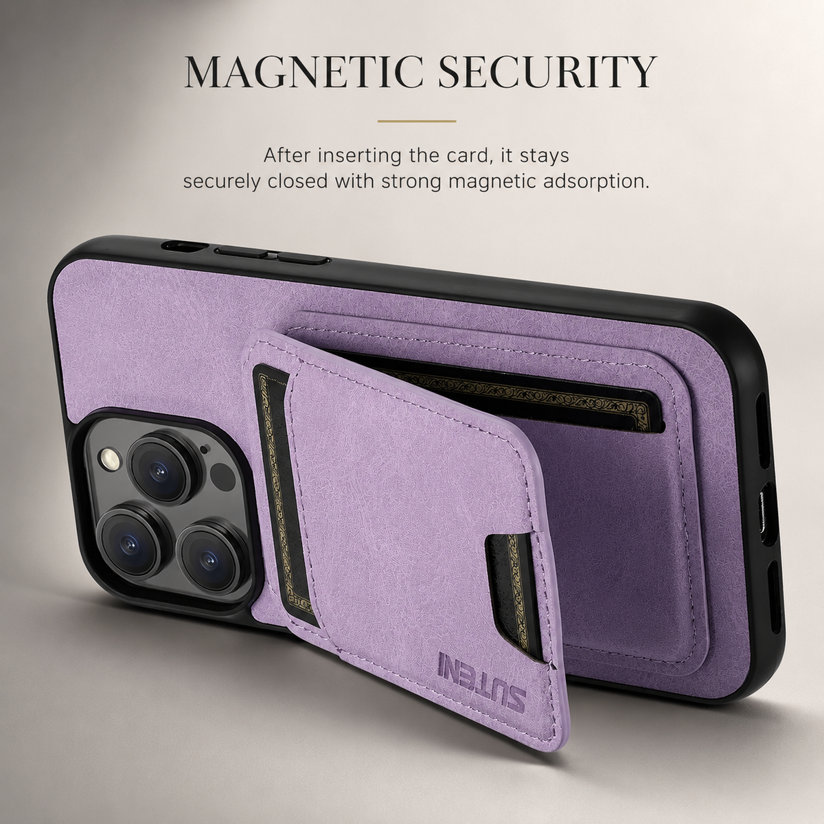 Premium iPhone Case Leather Wallet Card Holder Magnetic Closure Pocket Cover Full Coverage Anti Scratch Non Slip Slim Protective Design