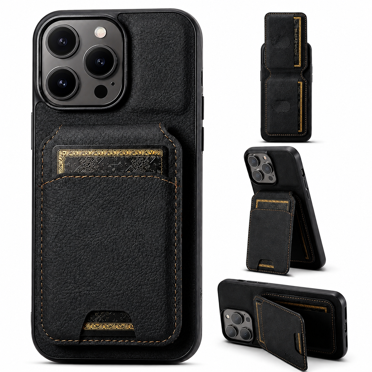 Premium iPhone Case Leather Wallet Card Holder Magnetic Closure Pocket Cover Full Coverage Anti Scratch Non Slip Slim Protective Design