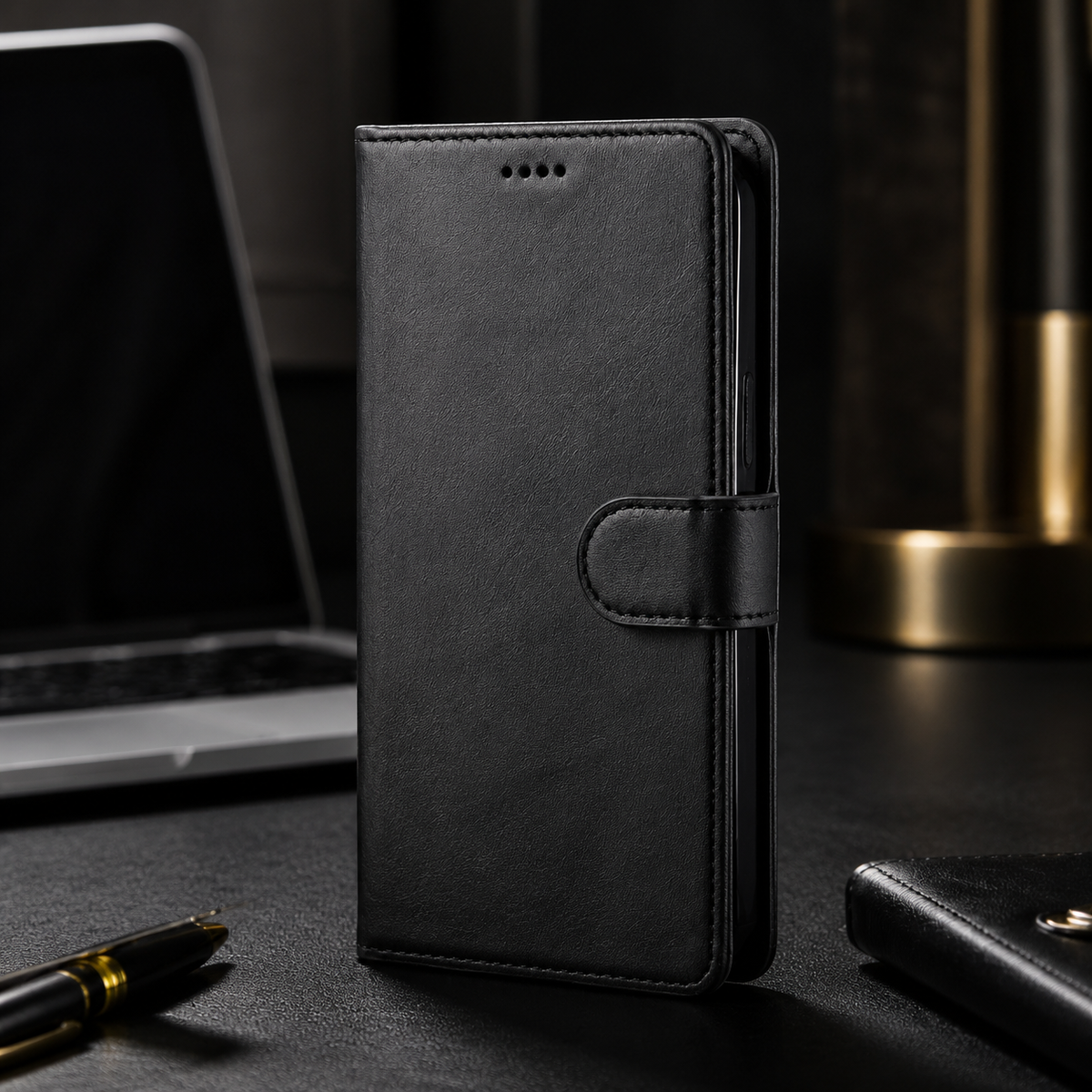 Premium iPhone Case Leather Wallet Flip Cover Card Holder Magnetic Closure Shockproof Full Body Camera Lens Protection Slim Elegant Design