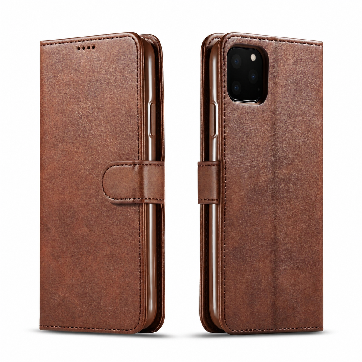 Premium iPhone Case Leather Wallet Flip Cover Card Holder Magnetic Closure Shockproof Full Body Camera Lens Protection Slim Elegant Design