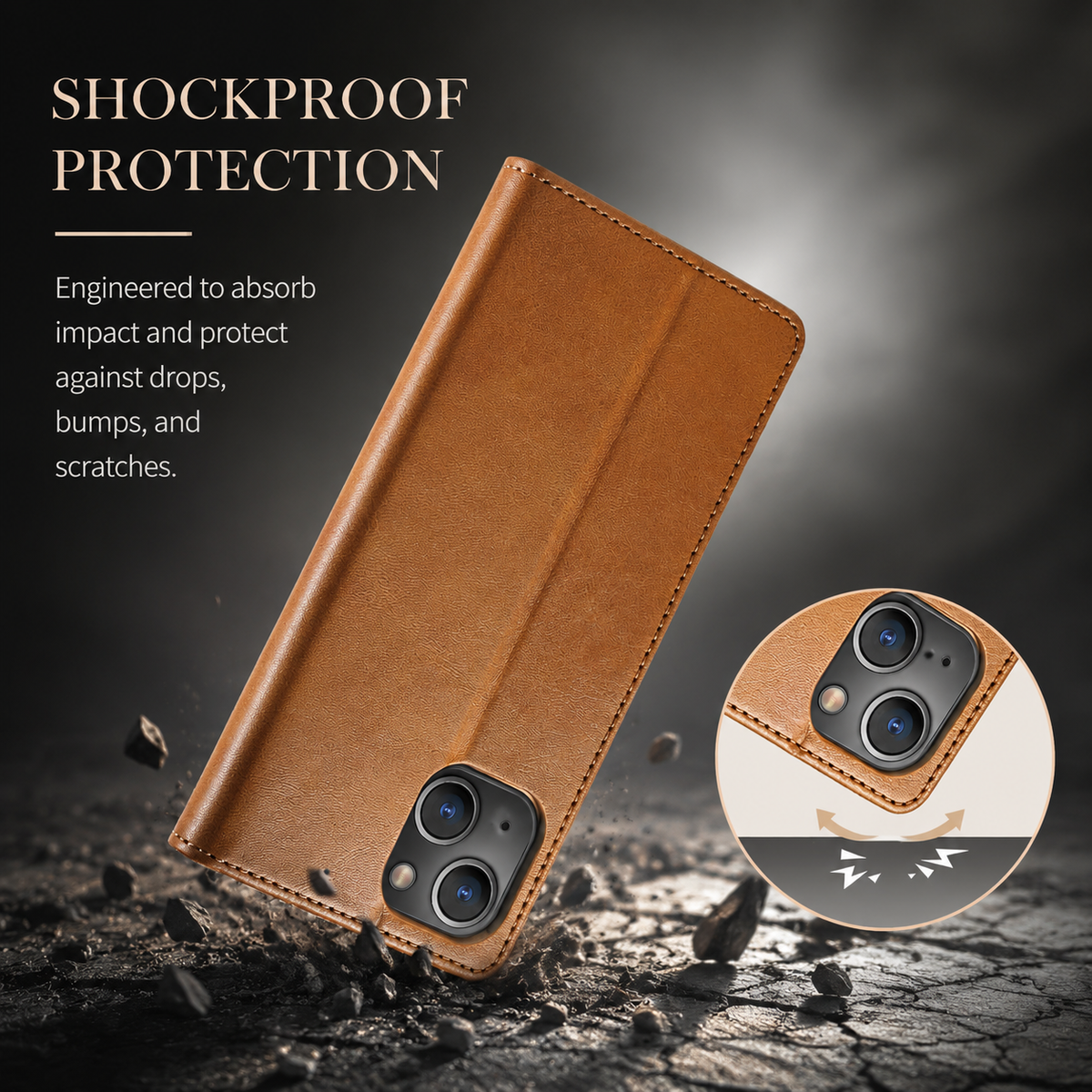Premium iPhone Case Leather Wallet Flip Cover Card Holder Magnetic Closure Shockproof Full Body Camera Lens Protection Slim Elegant Design