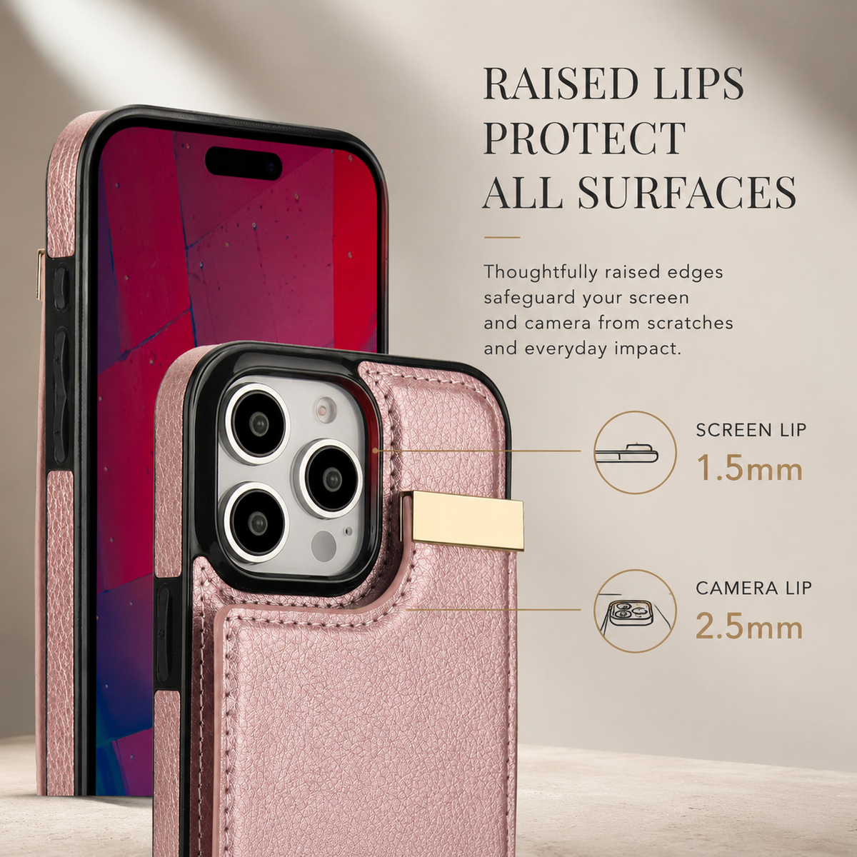 Premium iPhone Case Leather Wallet Flip Cover Card Holder Secure Pocket Magnetic Closure Shockproof Full Protection Slim Design Camera Guard Stand Set