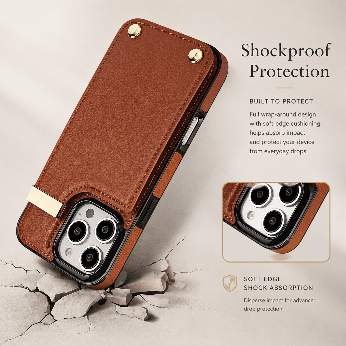 Premium iPhone Case Leather Wallet Flip Cover Card Holder Secure Pocket Magnetic Closure Shockproof Full Protection Slim Design Camera Guard Stand Set