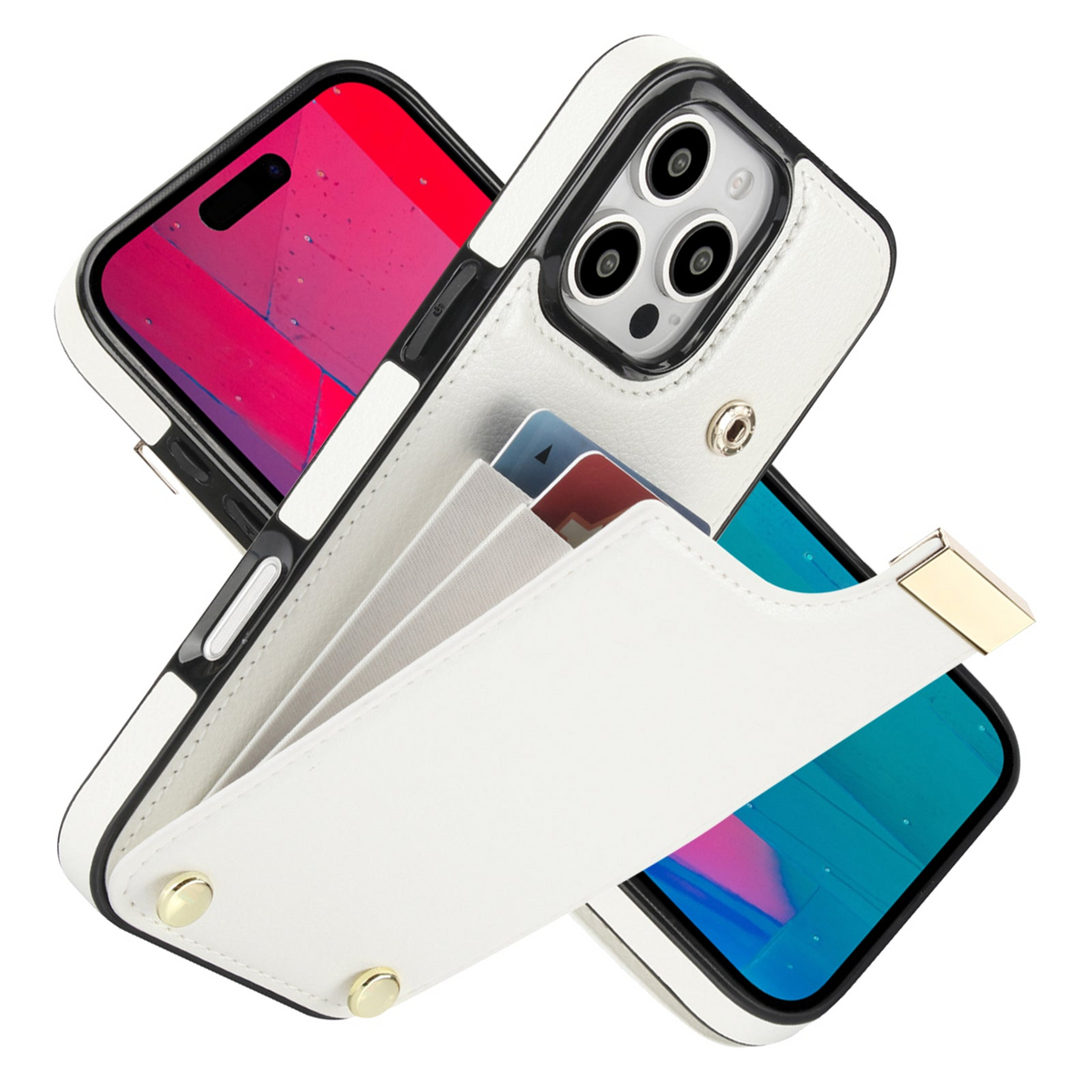Premium iPhone Case Leather Wallet Flip Cover Card Holder Secure Pocket Magnetic Closure Shockproof Full Protection Slim Design Camera Guard Stand Set