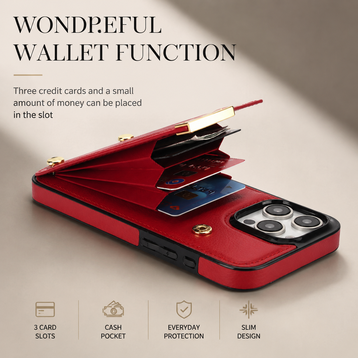 Premium iPhone Case Leather Wallet Flip Cover Card Holder Secure Pocket Magnetic Closure Shockproof Full Protection Slim Design Camera Guard Stand Set