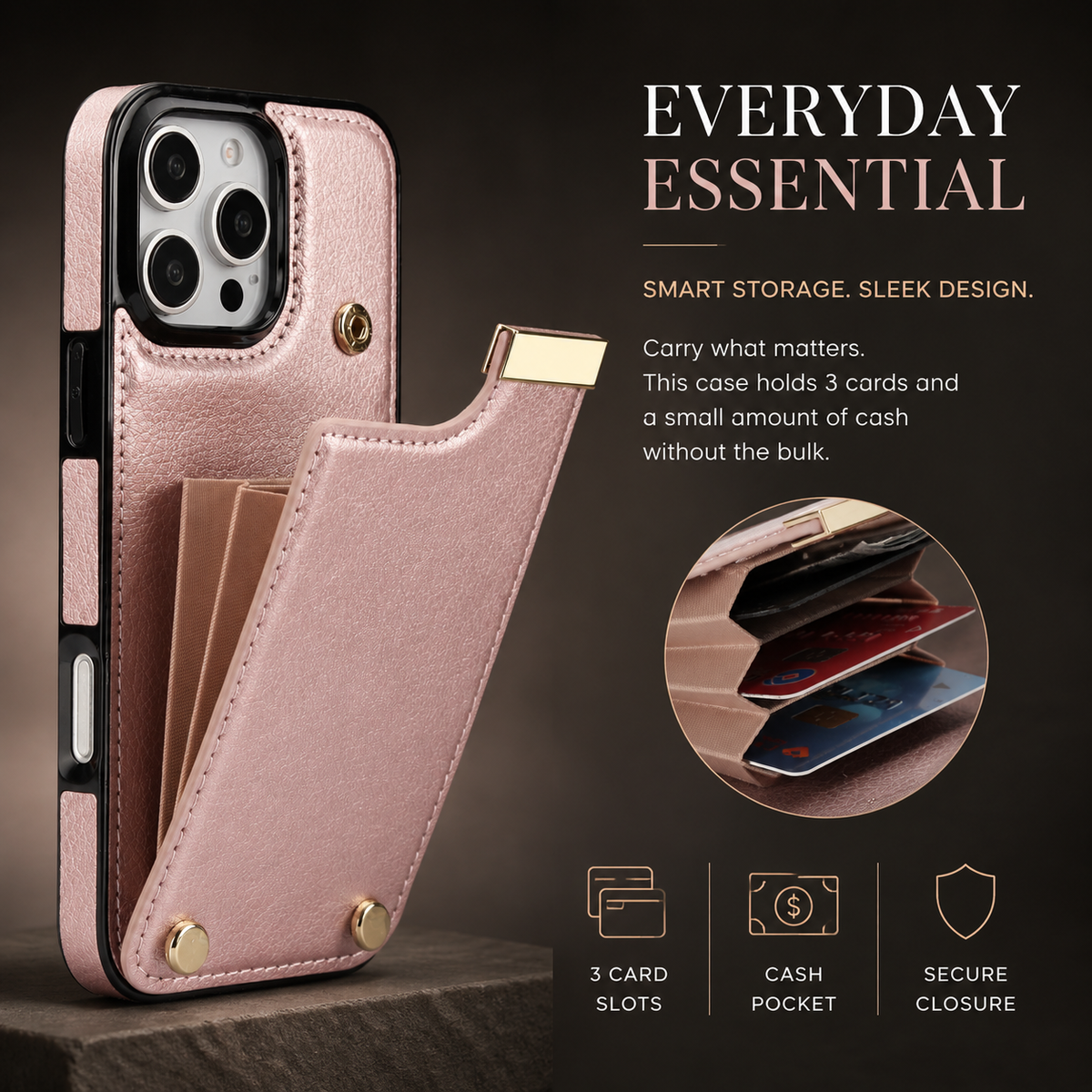 Premium iPhone Case Leather Wallet Flip Cover Card Holder Secure Pocket Magnetic Closure Shockproof Full Protection Slim Design Camera Guard Stand Set