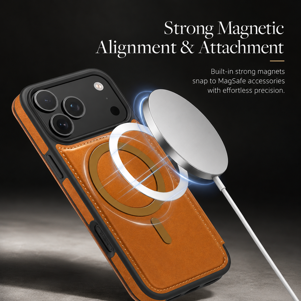 Premium iPhone Case Leather Wallet Flip Magnetic Card Holder Wireless Charging Retro Business Full Coverage Anti Scratch Slim Protective Cover