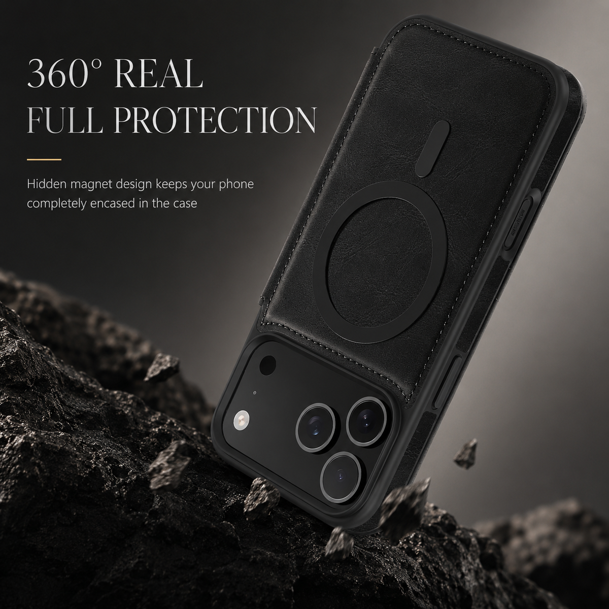 Premium iPhone Case Leather Wallet Flip Magnetic Card Holder Wireless Charging Retro Business Full Coverage Anti Scratch Slim Protective Cover