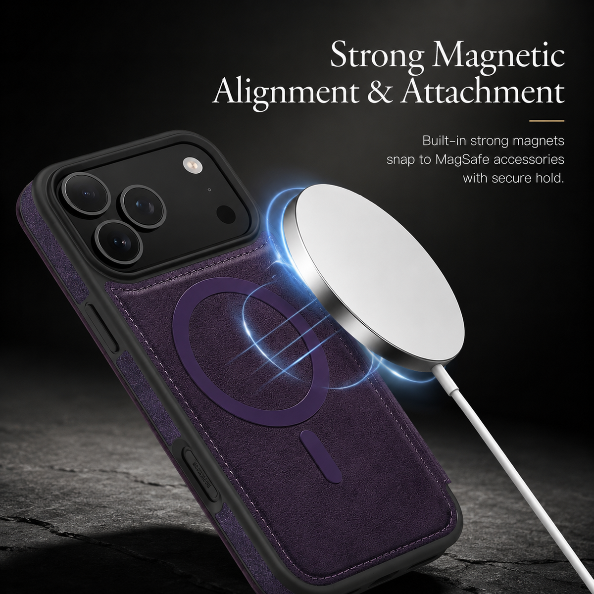 Premium iPhone Case Leather Wallet Flip Magnetic Card Holder Wireless Charging Retro Business Full Coverage Anti Scratch Slim Protective Cover
