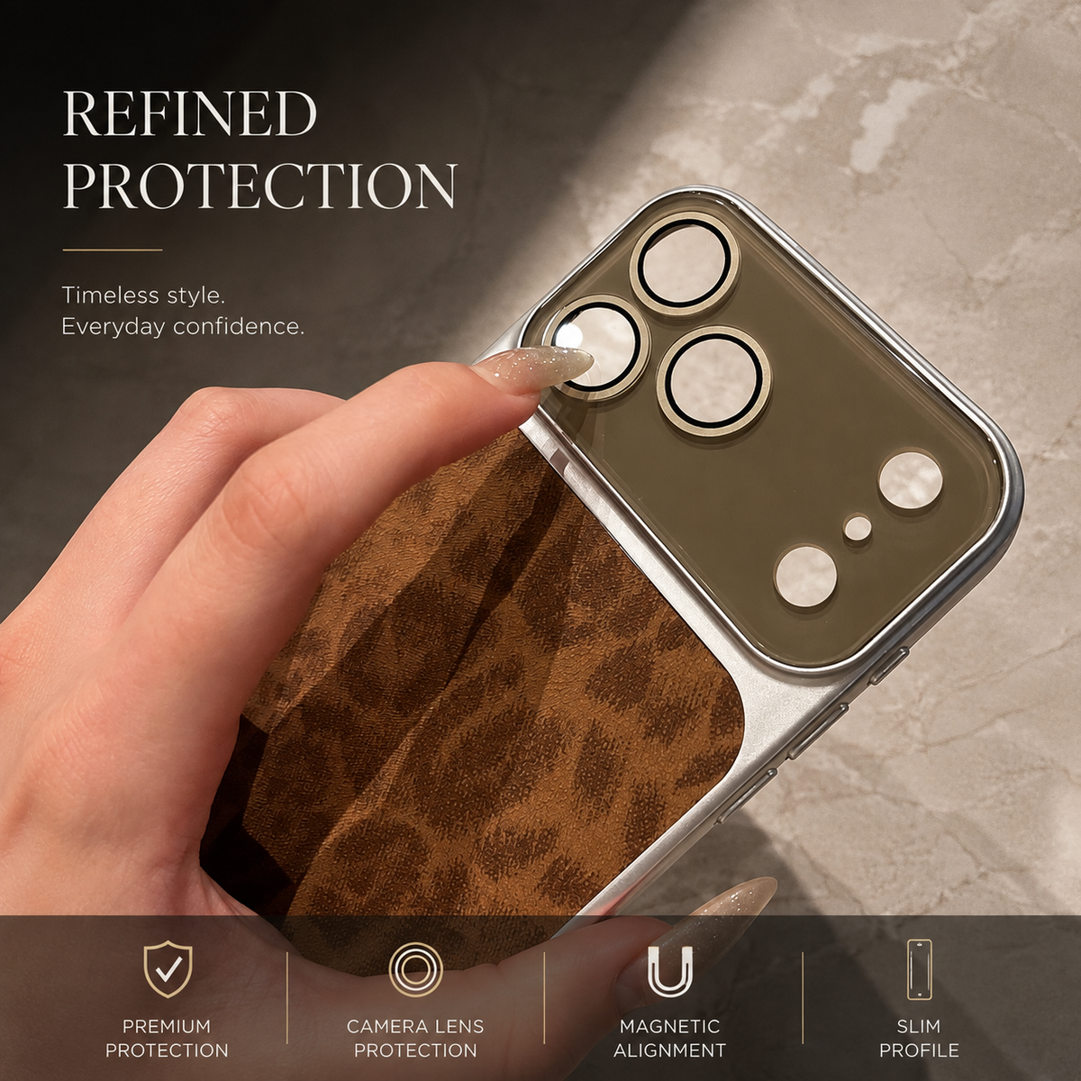 Premium iPhone Case Leopard Print Matte Shockproof Protective Cover Large Window Camera Lens Protection Anti Scratch Non Slip Lightweight Full Coverage Case
