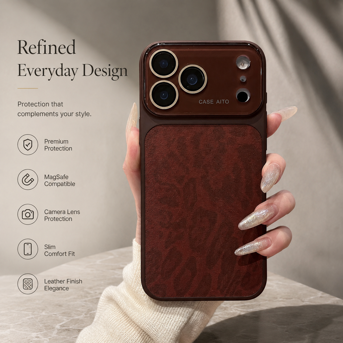 Premium iPhone Case Leopard Print Matte Shockproof Protective Cover Large Window Camera Lens Protection Anti Scratch Non Slip Lightweight Full Coverage Case