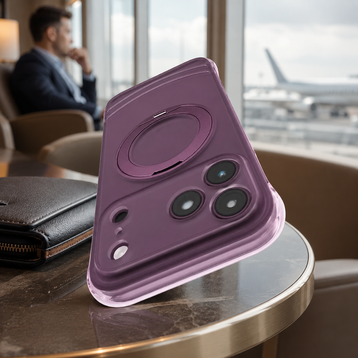 Premium iPhone Case Luxury 360 Rotating Magnetic Kickstand Skin Feel MagSafe AI Key Cover Shockproof Slim Fit Anti Drop Non Slip Durable Protective Phone Case