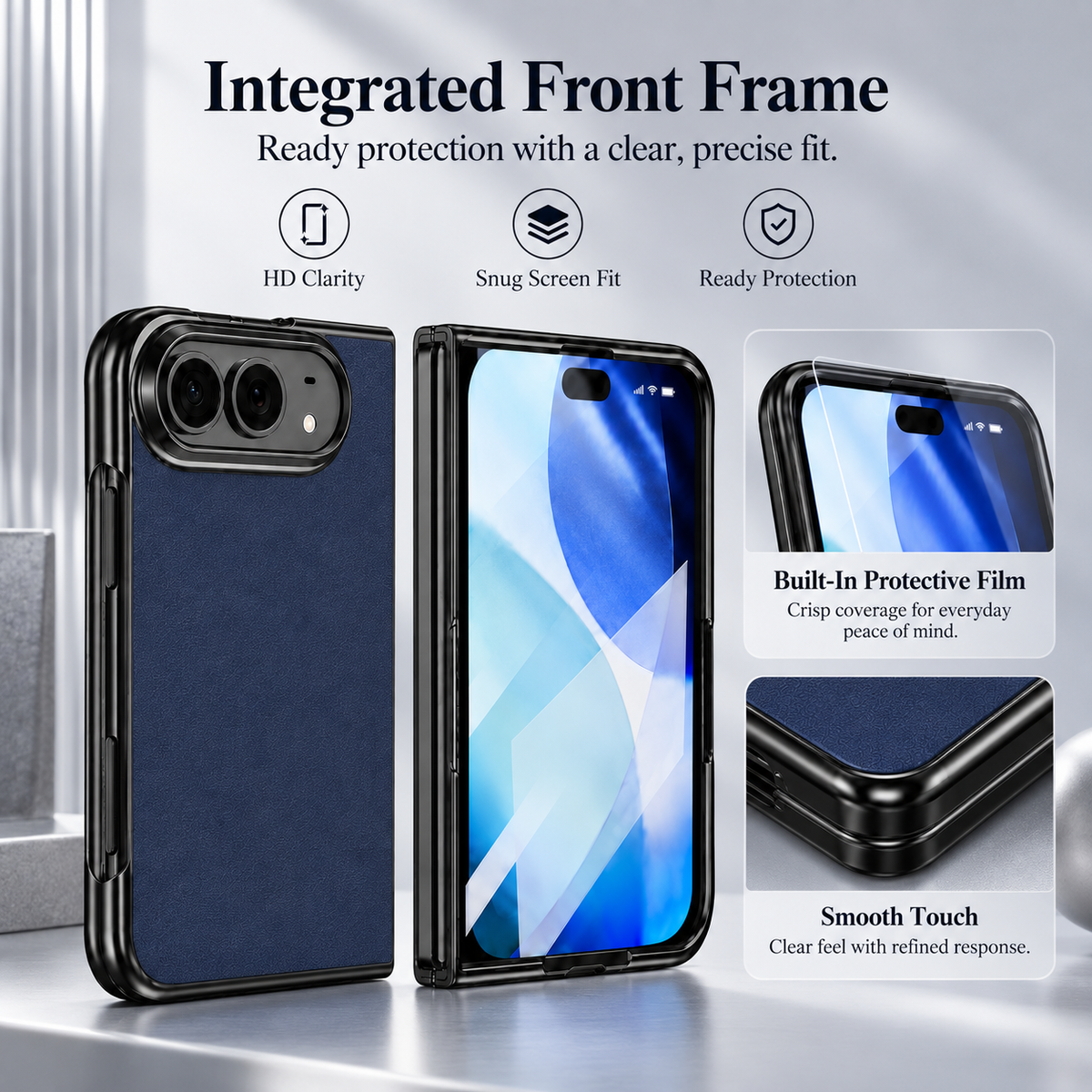 Premium iPhone Case Luxury Business Vegan Leather Sheepskin Foldable Cover Matte Shockproof Full Protection Slim Non Slip Durable Protective Phone Case