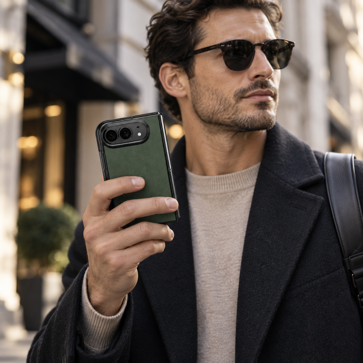 Premium iPhone Case Luxury Business Vegan Leather Sheepskin Foldable Cover Matte Shockproof Full Protection Slim Non Slip Durable Protective Phone Case